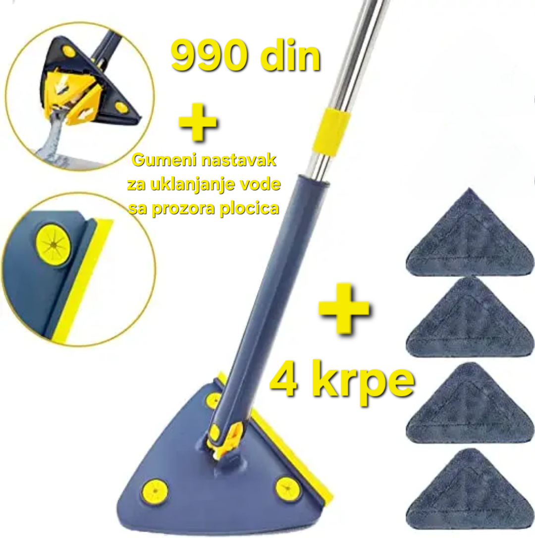 Trouglasti mop sa 4 krpe i nastavkom