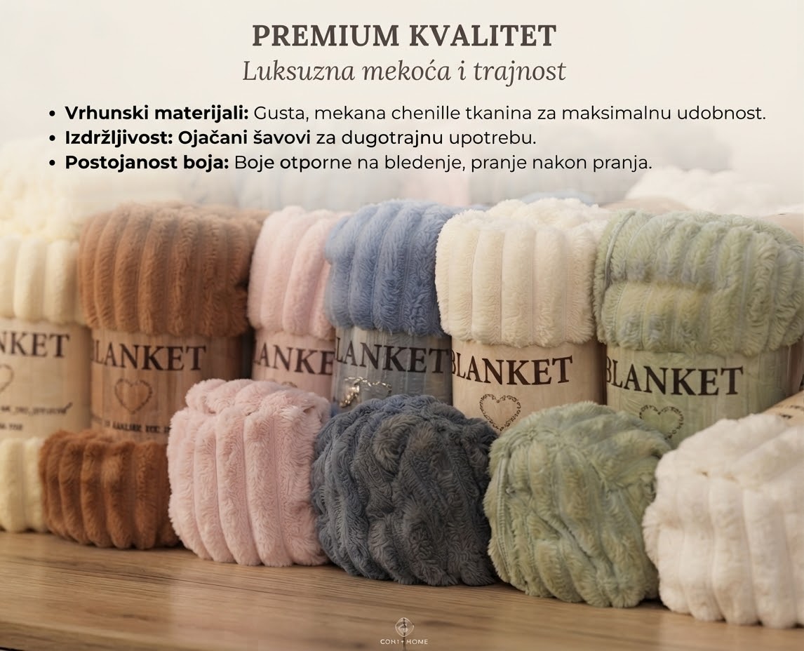 Premium Plišano Rebrasto Ćebe – Vaša Oaza Mekoće i Topline