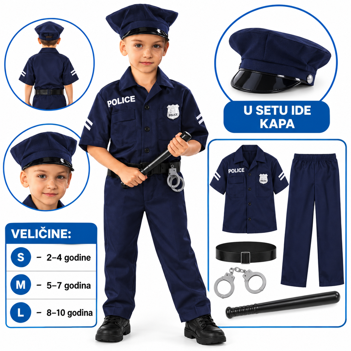 Dečiji kostim Policajac, komplet i veličine