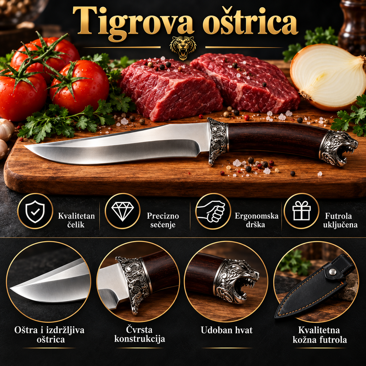 Premium Columbia – Tigrova oštrica, prikaz noža i njegovih detalja