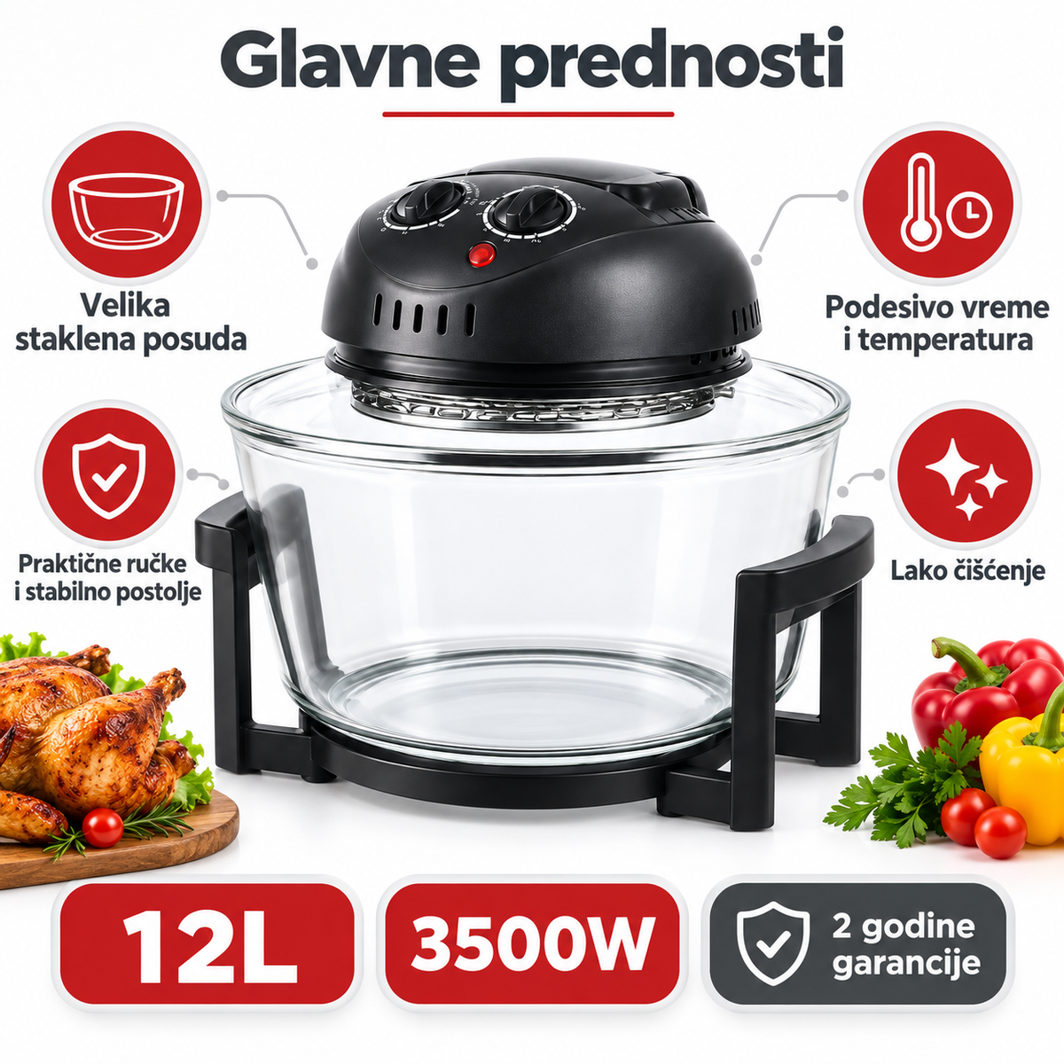 Stakleni pekač 12L - glavne prednosti