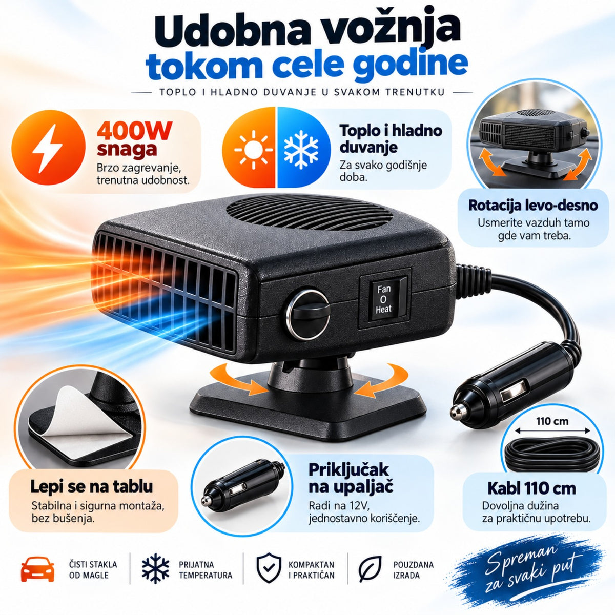 Auto grejalica 400W, režimi i karakteristike