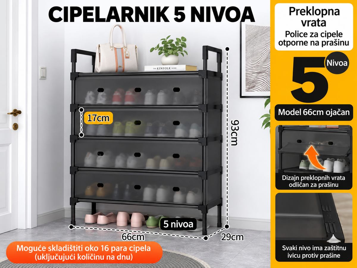 Cipelarnik 5 nivoa - 66x29x93 cm