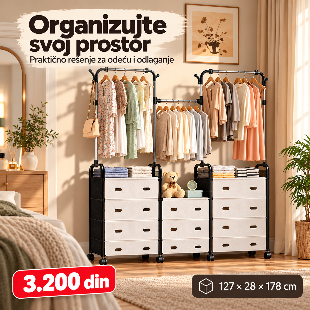 Pokretni garderober u spavaćoj sobi