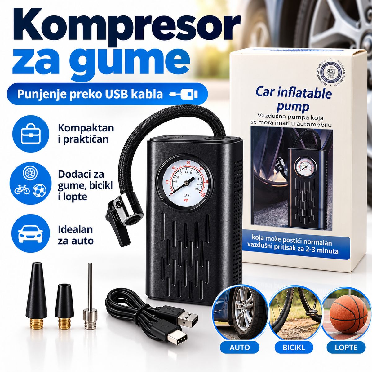 Standardni USB kompresor za gume
