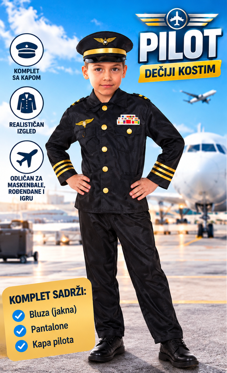 Dečiji kostim Pilot – uniforma sa kapom